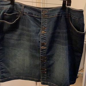 Button Down Mini Denim Skirt